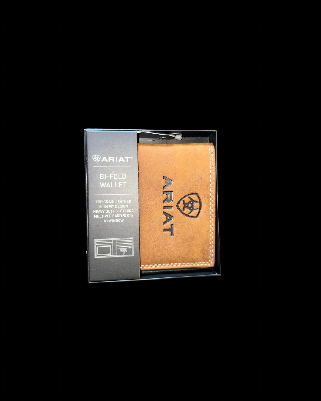 Ariat Mens Bifold Wallet Embossed Logo Medium Brown A3548244